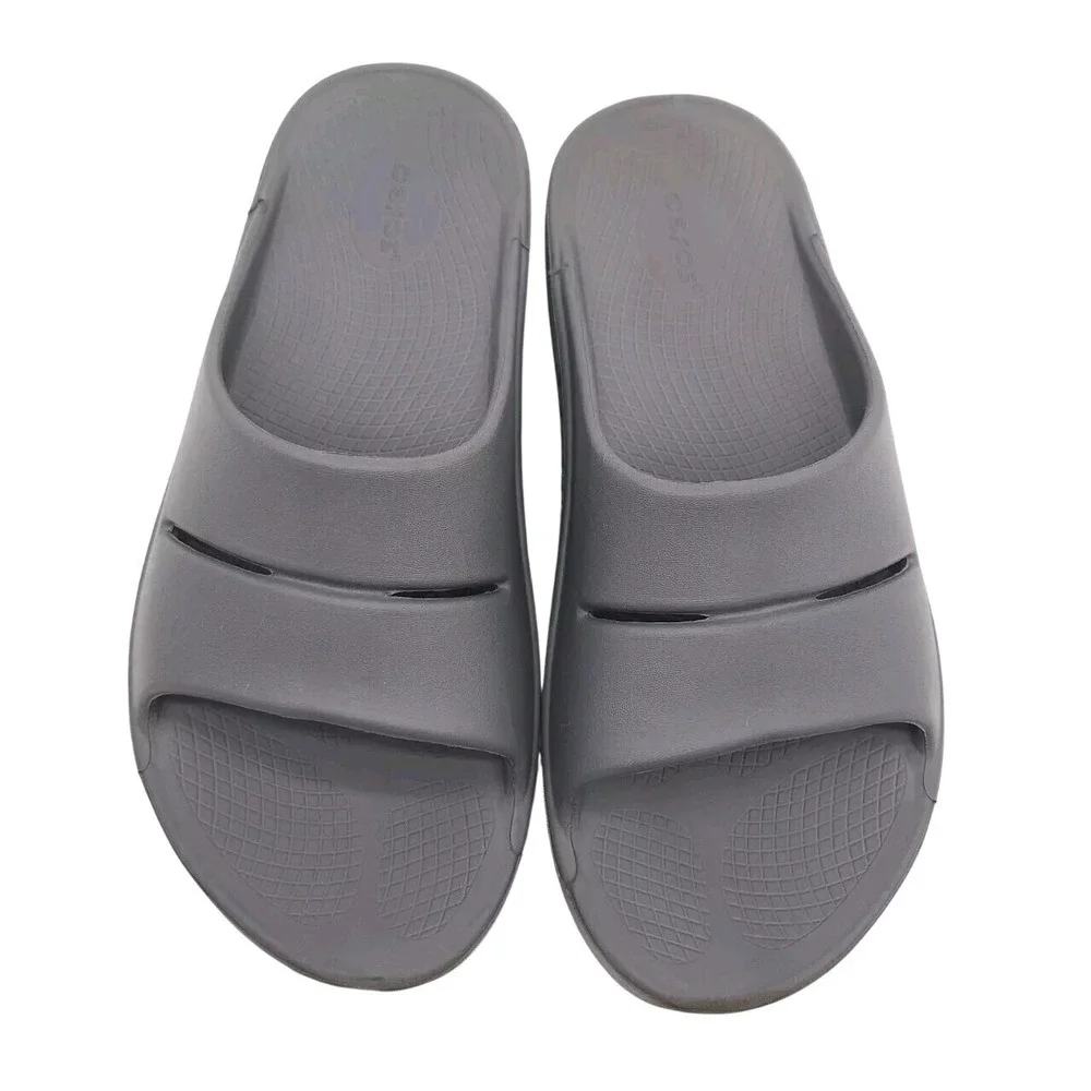 OOFOS Men's 10 Gray OOahh Recovery Slide Sandal‎ Sport Comfort Orthopedic Foam
